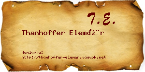 Thanhoffer Elemér névjegykártya